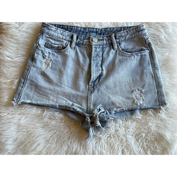 BlankNYC Size 27 Cut Off Jean Shorts Blue Jean Shorts Frayed & Distressed J20 - Picture 1 of 9